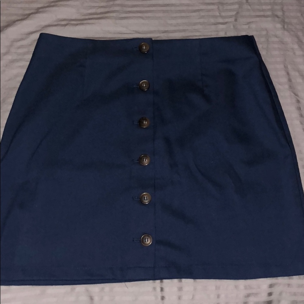 Navy button up skirt